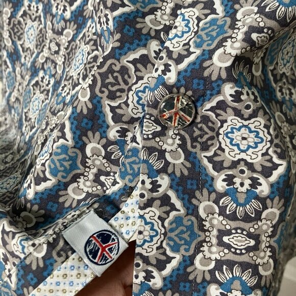 John Lennon English Laundry Shirt Mens L Button Up Blue Paisley Funky Retro - Picture 2 of 7